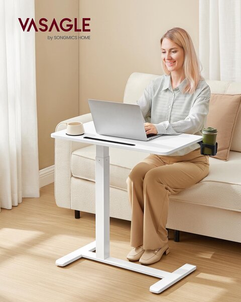 SONGMICS Výškově nastavitelný odkládací stolek Vasagle Elev 70 cm bílý