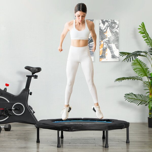 SPORTNOW 102 cm Skládací fitness trampolína s elastickou deskou a ocelovým rámem, neklouzavá s nosností 100 kg pro legové cvičení doma, v kanceláři či