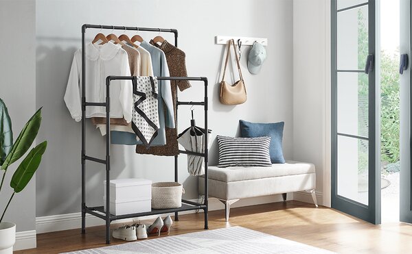 SONGMICS Dvojitý věšák na oblečení Lucaro 157 cm černý