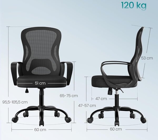 SONGMICS Kancelářská židle Jiko černá