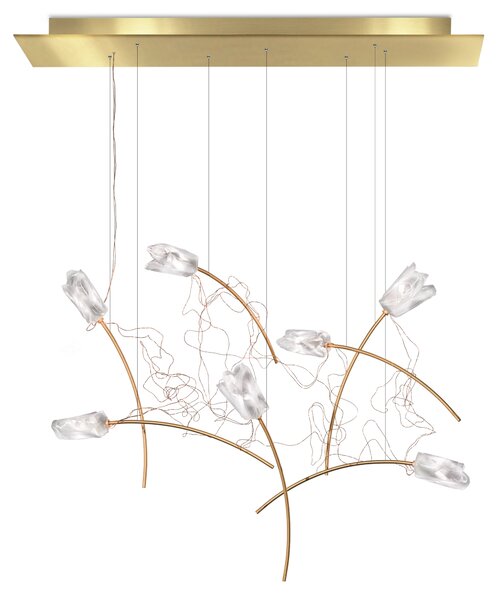 SLAMP TULSM00PRS03CLDLNCEU Tulip 7 linear, závěsné designové svítidlo, 7x3,2W LED 3000K stmívatelné, délka 70cm