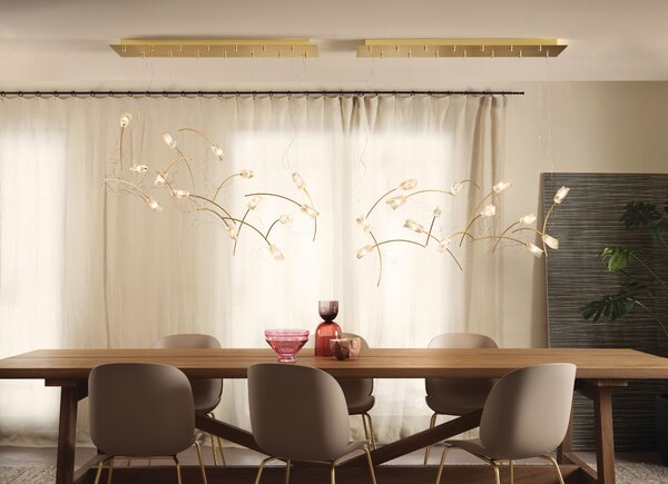 SLAMP TULSM00PRS03CLDLNCEU Tulip 7 linear, závěsné designové svítidlo, 7x3,2W LED 3000K stmívatelné, délka 70cm