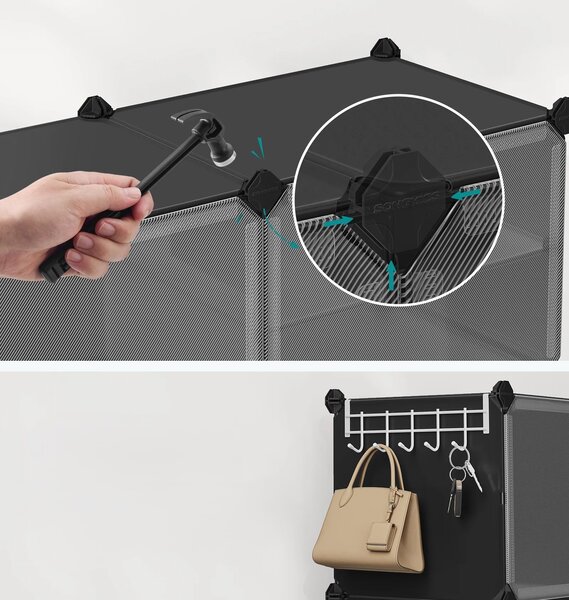 SONGMICS Modulární botník Lux s 10 dvířky čirý/černý