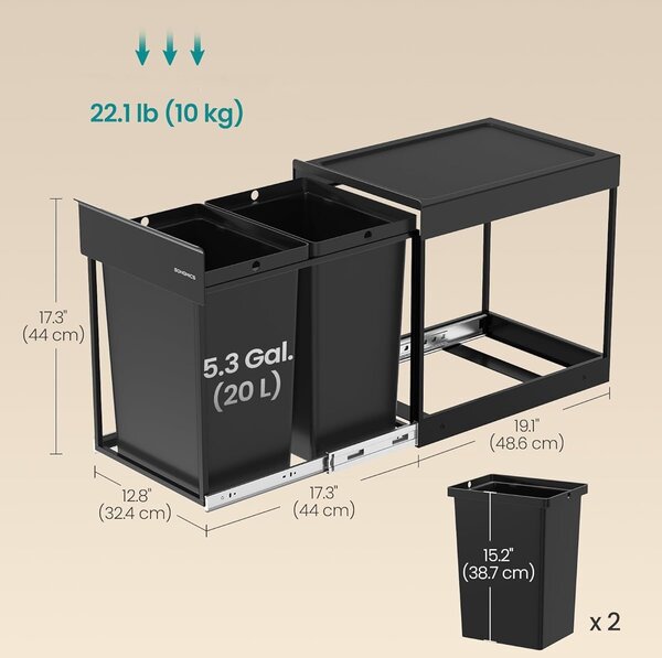 SONGMICS Koš na tříděný odpad Abes 20 l černý