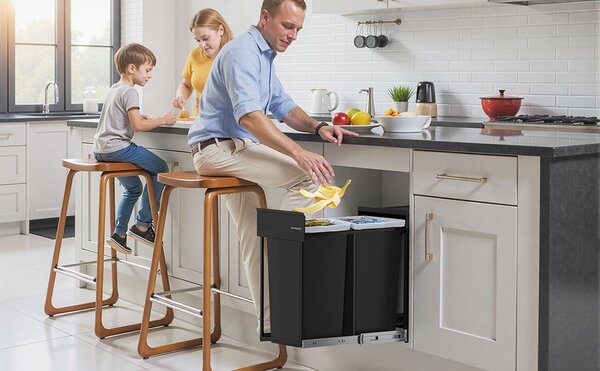 SONGMICS Koš na tříděný odpad Abes 20 l černý