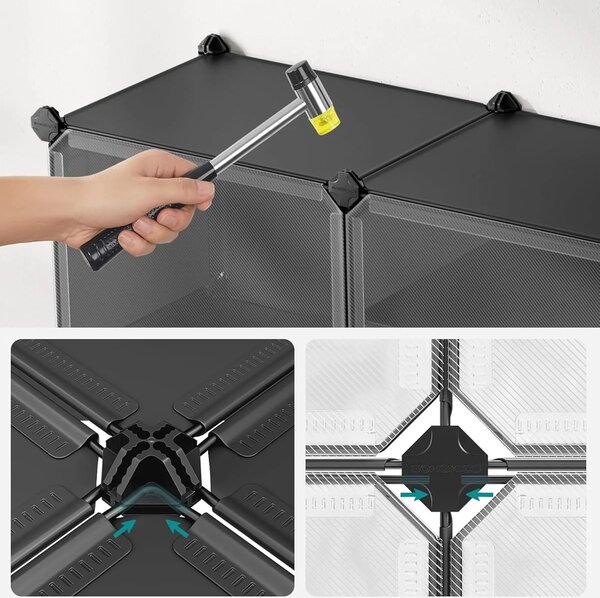 SONGMICS Modulární botník Lux s 10 dvířky čirý/černý