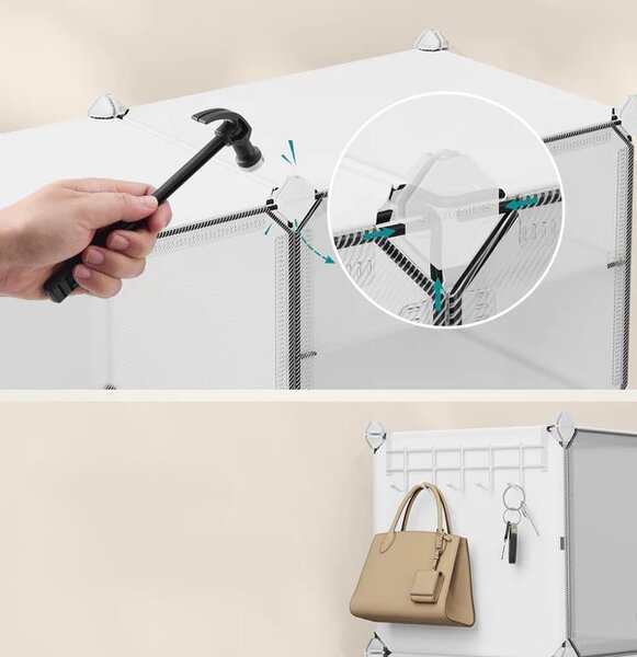 SONGMICS Modulární botník Lux s 12 dvířky čirý/bílý