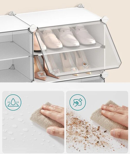 SONGMICS Modulární botník Lux s 12 dvířky čirý/bílý