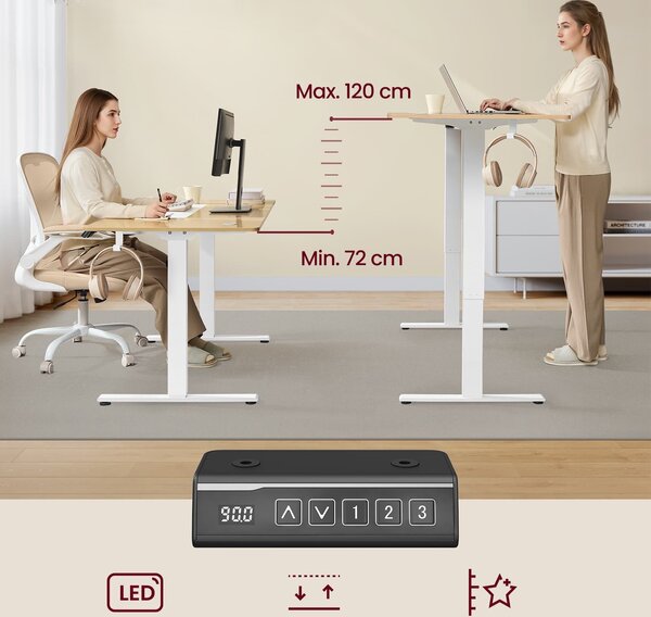 SONGMICS Nastavitelný elektrický rám pracovního stolu Vasagle Prom 90/140 cm bílý
