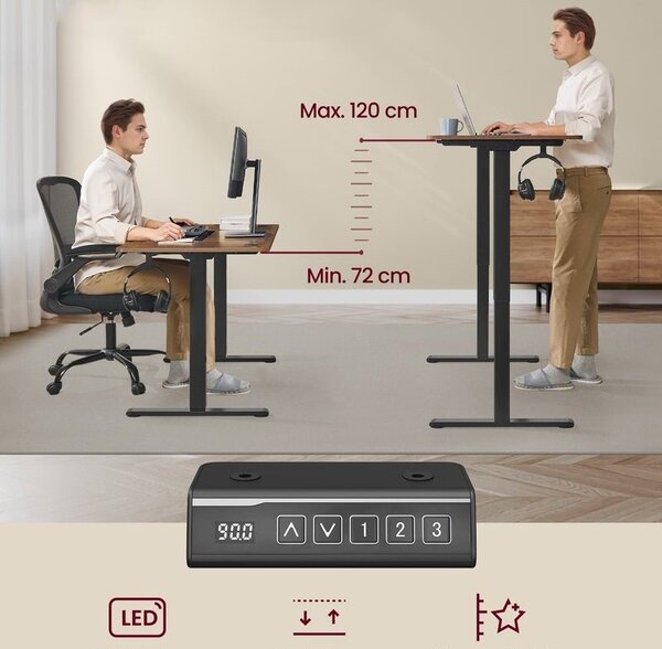 SONGMICS Nastavitelný elektrický rám pracovního stolu Vasagle Prom 90/140 cm černý