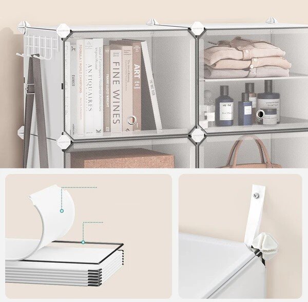 SONGMICS Modulární botník Lux s 12 dvířky čirý/bílý