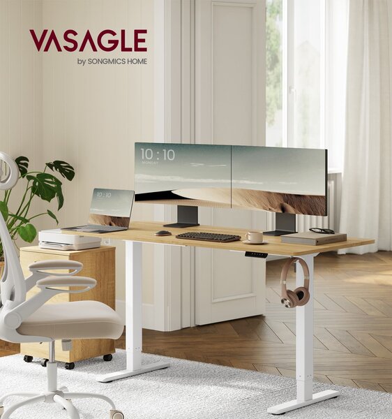 SONGMICS Nastavitelný elektrický rám pracovního stolu Vasagle Prom 90/140 cm bílý