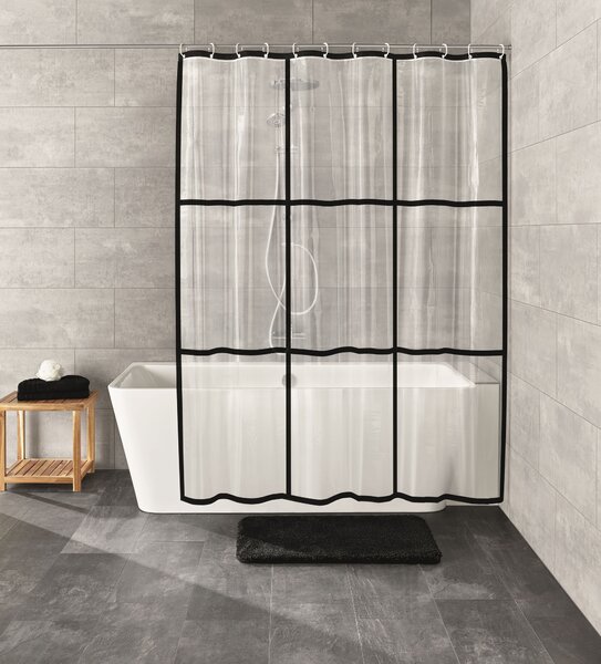 Kleine Wolke Brooklyn sprchový závěs 200x180 cm průhledná-černá 7823116305