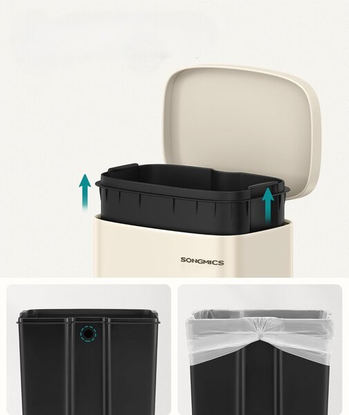 SONGMICS Odpadkový koš Doro 30 L béžový