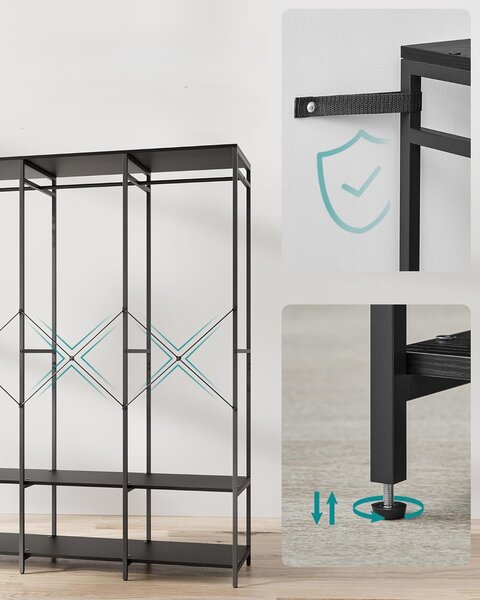 SONGMICS Otevřená šatní skříň Wigo 141 cm černá