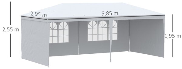 Zahradní altán Outsunny 6x3 m s 4 odnímatelnými bočními stěnami a 2 průhlednými okny, ant UV a voděodolný, ideální pro venkovní akce, s ocelovou konst