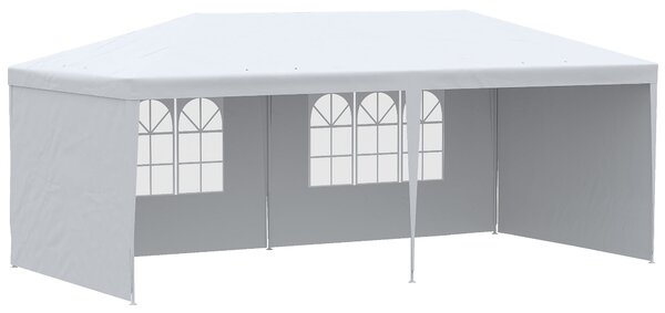 Zahradní altán Outsunny 6x3 m s 4 odnímatelnými bočními stěnami a 2 průhlednými okny, ant UV a voděodolný, ideální pro venkovní akce, s ocelovou konst