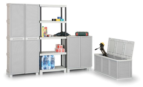 Plastový regál, šedé police, 1750x700x350 mm