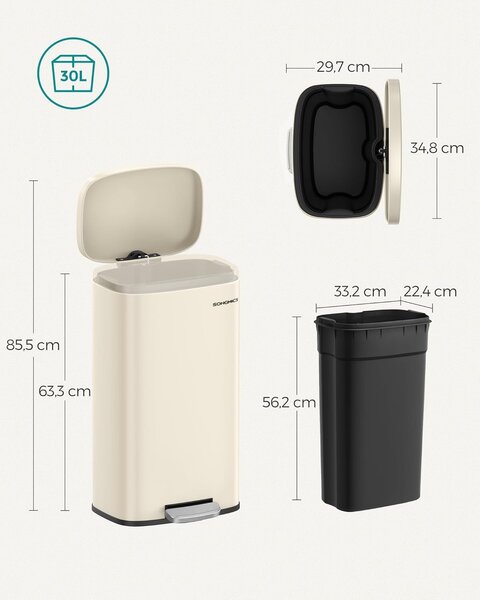 SONGMICS Odpadkový koš Doro 30 L béžový