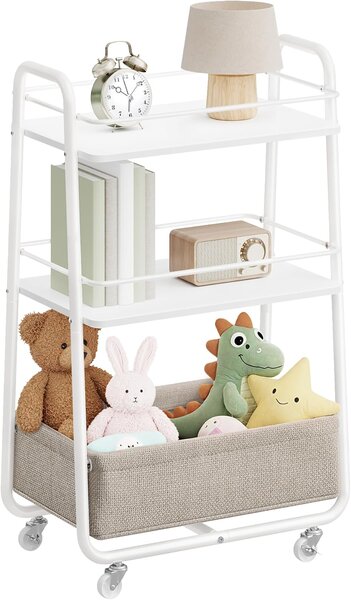 SONGMICS Pojízdný regál Vasagle Lilea s látkovým košem 40 cm bílý/hnědý