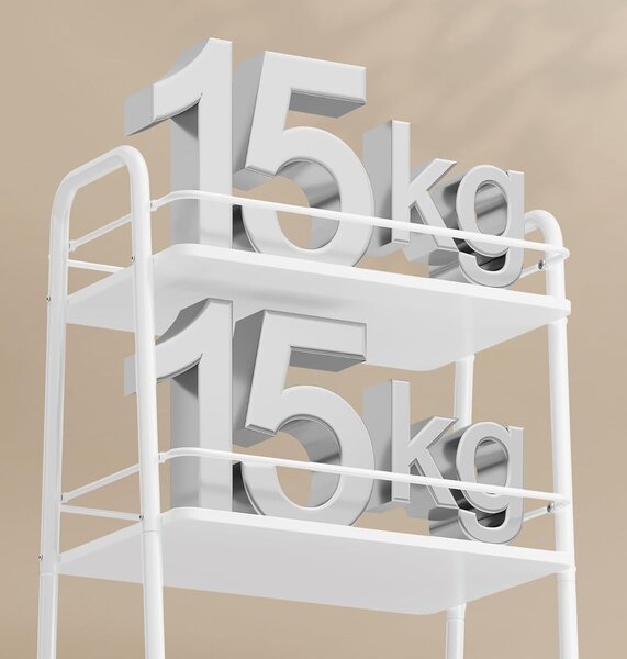 SONGMICS Pojízdný regál Vasagle Lilea s látkovým košem 40 cm bílý/hnědý