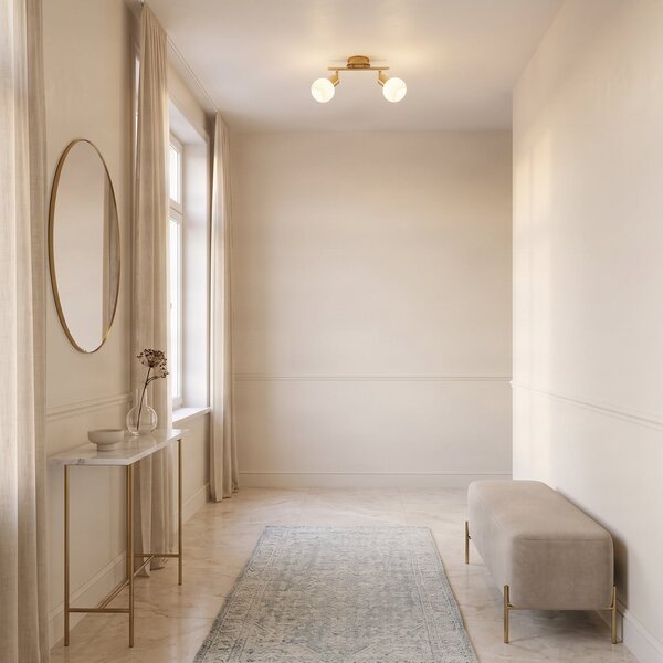 Stropní lampa Lindby, ELAINA, stmívatelné, Zlatá / mosazná, Obývací pokoj, Kov, Moderní