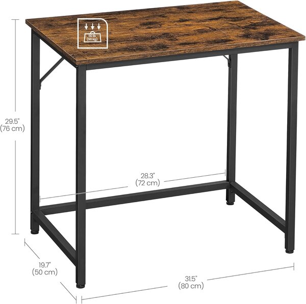 SONGMICS Psací stůl Vasagle Kolmo 80 cm černý/tmavě hnědý