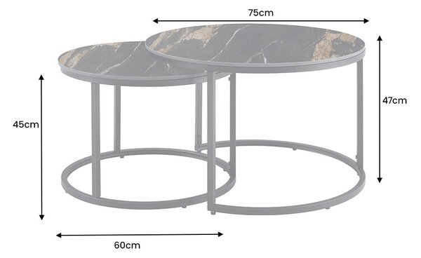 2SET konferenční stolek ELEGANCE AURORA ORO 75 CM keramika Nábytek | Obývací pokoj | Konferenční stolky | Kulaté
