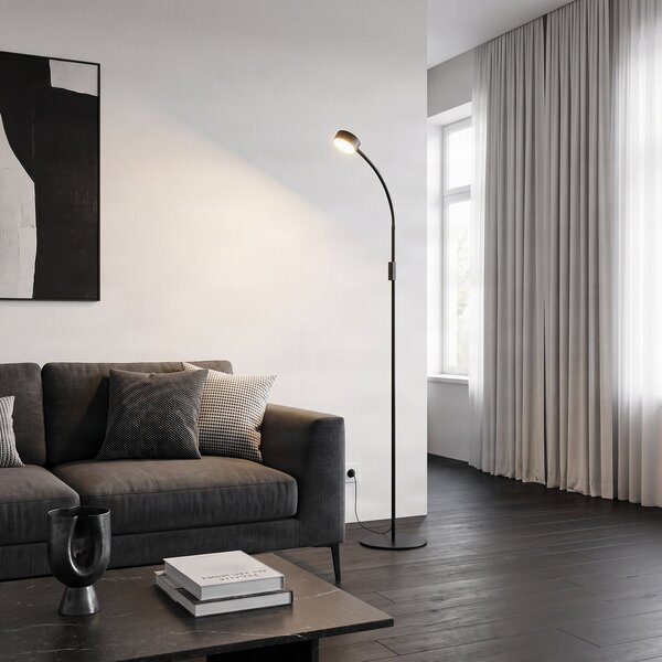 Stojací Lampa Lindby, Maori, stmívatelné, Černá, Pracovna, Kov, Moderní