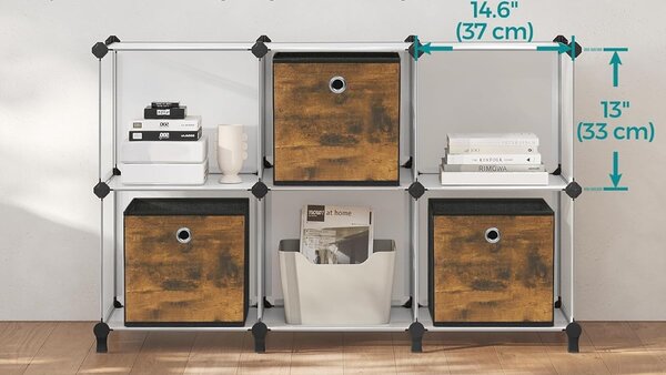SONGMICS Sada 6 ks skládacích úložných boxů Teria hnědá/černá
