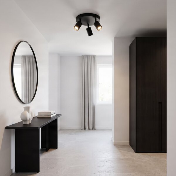 Stropní Lampa Arcchio, Brinja, stmívatelné, Černá, Chodba, Hliník, Moderní