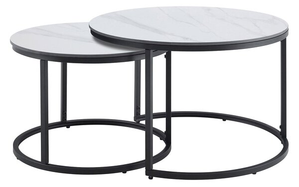 2SET konferenční stolek ELEGANCE 75 CM keramika vzhled bílý mramor Nábytek | Obývací pokoj | Konferenční stolky | Kulaté