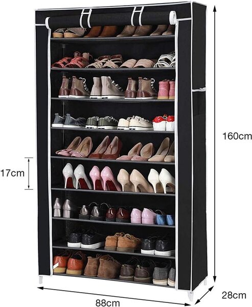 SONGMICS Textilní botník Pompy 88 cm černý