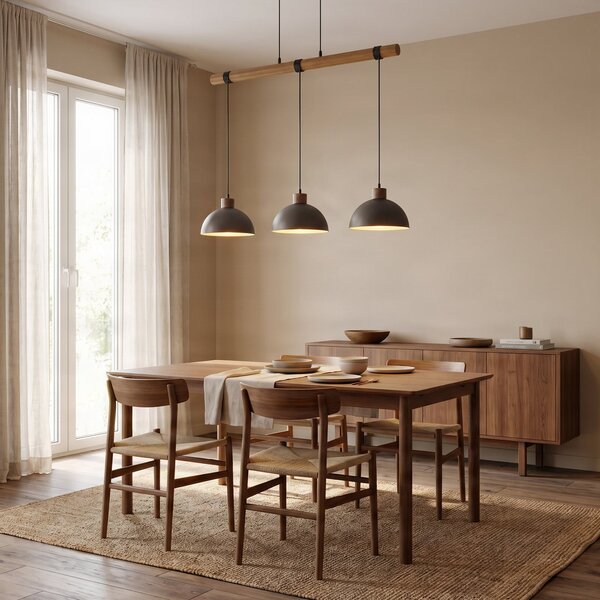 Závěsná svítidlo Lindby, Holgar, stmívatelné, Šedá, Obývací pokoj, Kov, Industriální design
