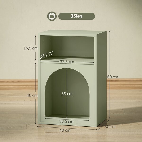 HOMCOM Moderní noční stolek Úzký noční stolek se 2 otevřenými oddíly Klenutý design stolu pro obývací pokoj a ložnici 40x30x60 cm Zelený | Aosom