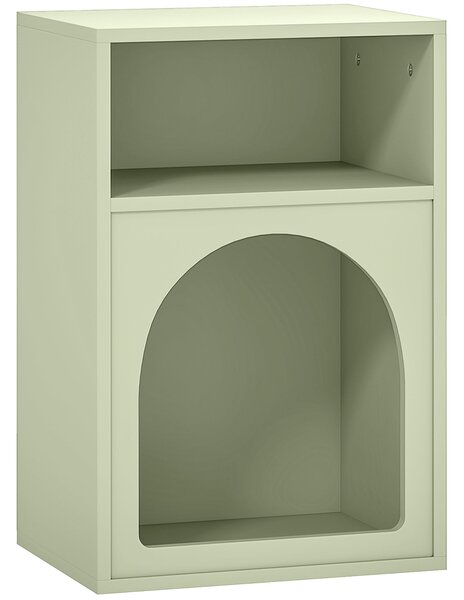 HOMCOM Moderní noční stolek Úzký noční stolek se 2 otevřenými oddíly Klenutý design stolu pro obývací pokoj a ložnici 40x30x60 cm Zelený | Aosom