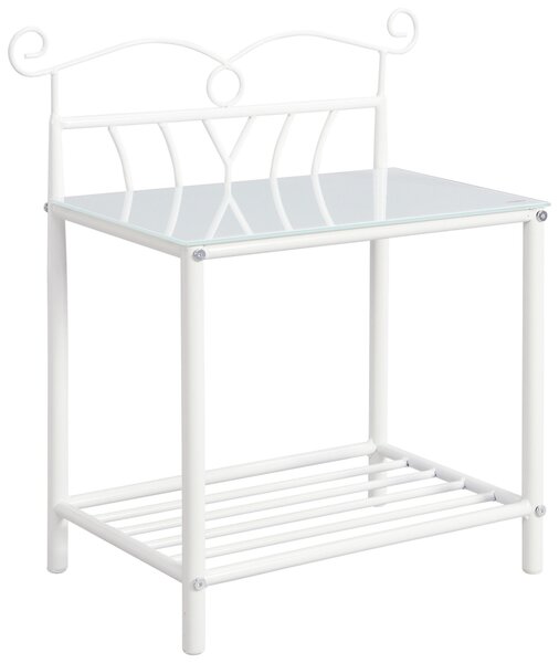 NOČNÍ STOLEK K POSTELI, čiré, bílá, 53/60/30 cm Carryhome