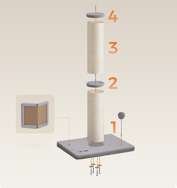 SONGMICS Škrabadlo pro kočky Caddy 85 cm šedé/béžové