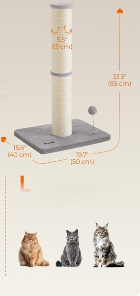SONGMICS Škrabadlo pro kočky Caddy 85 cm šedé/béžové