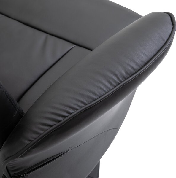 Křeslo HOMCOM do obývacího pokoje s podnožkou, čalouněné PU, sklopné až do 145° a otáčivé o 360° s nastavitelným opěradlem pro obývací pokoj, ložnici