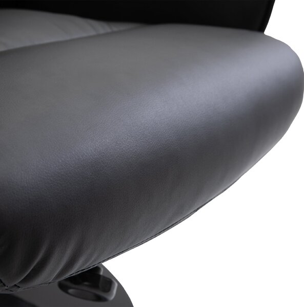 Křeslo HOMCOM do obývacího pokoje s podnožkou, čalouněné PU, sklopné až do 145° a otáčivé o 360° s nastavitelným opěradlem pro obývací pokoj, ložnici