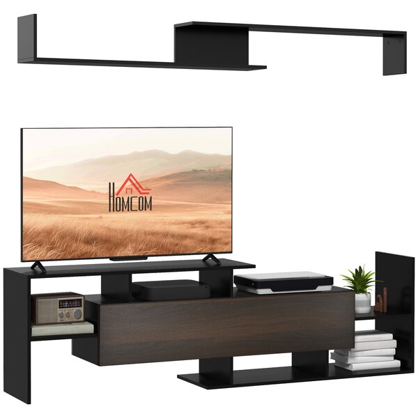 HOMCOM Sada nábytku do obývacího pokoje - Stojany na TV pro TV do 165 cm nebo konzole pro TV do 102 cm se stojanem na TV 153,6x25x42 cm a nástěnnou po