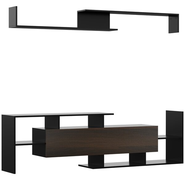 HOMCOM Sada nábytku do obývacího pokoje - Stojany na TV pro TV do 165 cm nebo konzole pro TV do 102 cm se stojanem na TV 153,6x25x42 cm a nástěnnou po
