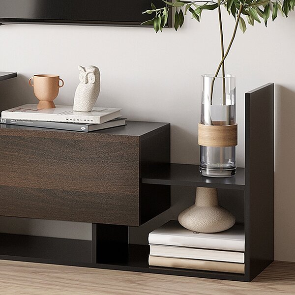 HOMCOM Sada nábytku do obývacího pokoje - Stojany na TV pro TV do 165 cm nebo konzole pro TV do 102 cm se stojanem na TV 153,6x25x42 cm a nástěnnou po
