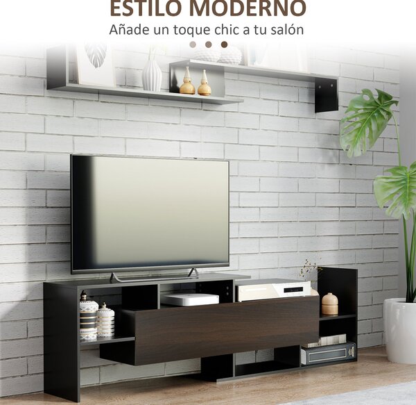 HOMCOM Sada nábytku do obývacího pokoje - Stojany na TV pro TV do 165 cm nebo konzole pro TV do 102 cm se stojanem na TV 153,6x25x42 cm a nástěnnou po