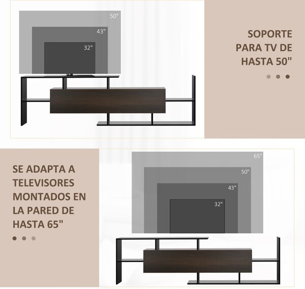 HOMCOM Sada nábytku do obývacího pokoje - Stojany na TV pro TV do 165 cm nebo konzole pro TV do 102 cm se stojanem na TV 153,6x25x42 cm a nástěnnou po