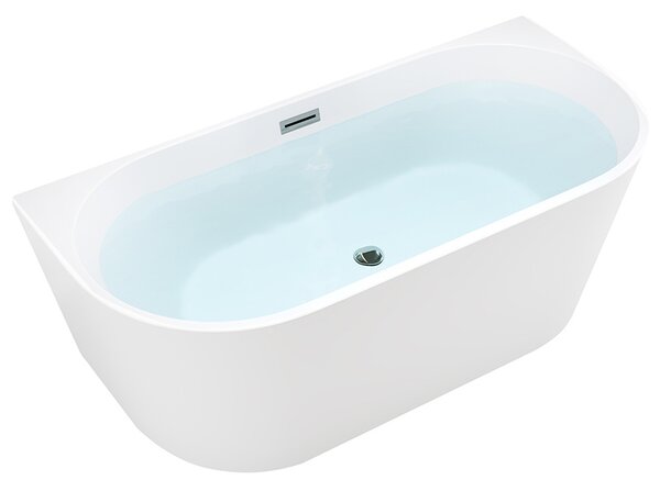 BPS-koupelny Volně stojící akrylátová vana ke stěně LENA 527C2 160x80 bílá, odtokový komplet chrom