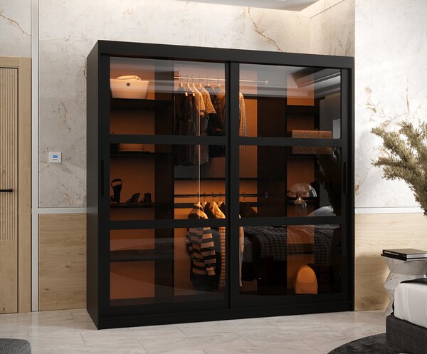 Šatní skříň s posuvnými dveřmi DOME 180cm černá