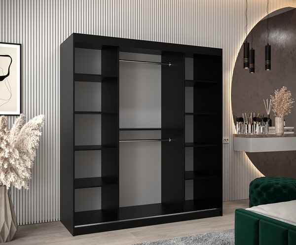 Šatní skříň s posuvnými dveřmi DOME 180cm černá