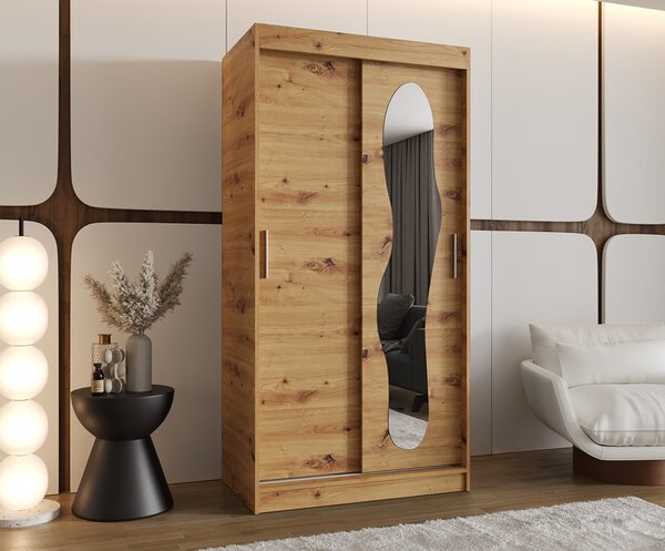 Šatní skřín s posuvnými dveřmi a zrcadlem ULTRA 100cm artisan